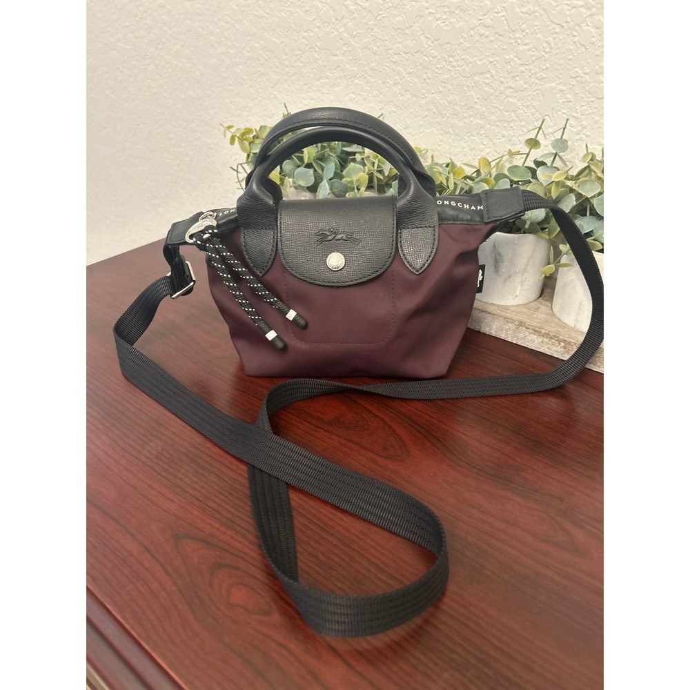 Longchamp Le Pilage Energy Extra Small Crossbody Bag Handle Tote Burgundy $250+ - Picture 2 of 8